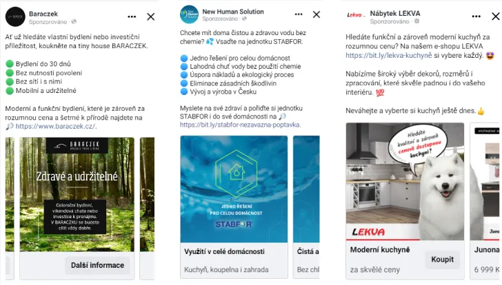 Typy formátů reklam na Facebooku - carousely