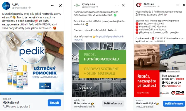 Typy formátů reklam na Facebooku - obrázkové reklamy