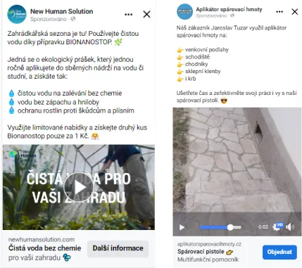 Typy formátů reklam na Facebooku - videoreklamy